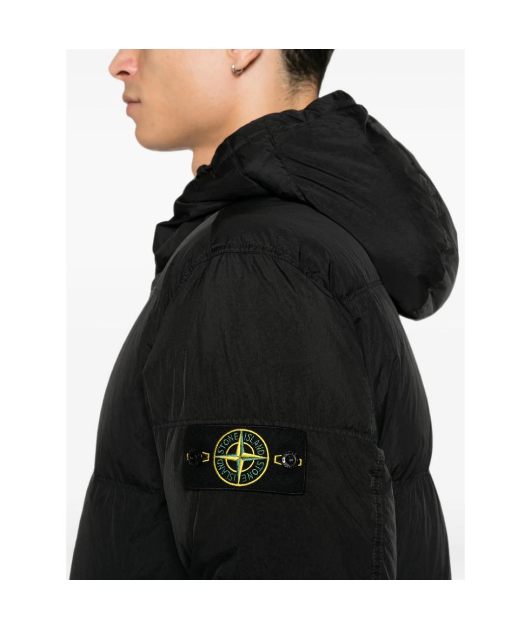 STONE ISLAND Черный полиамидовый пуховик, фото 4