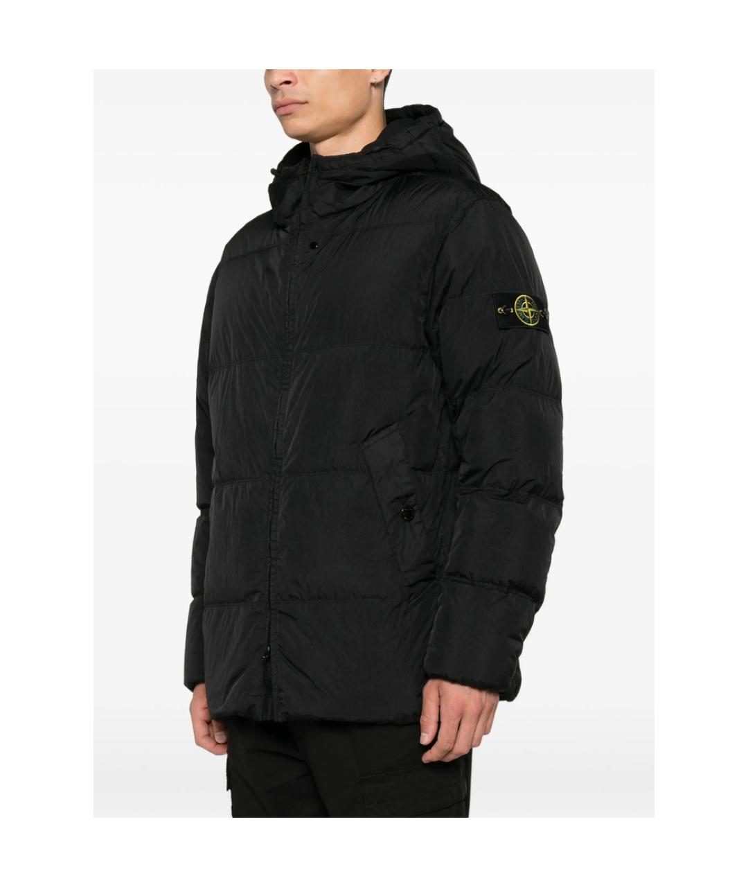 STONE ISLAND Черный полиамидовый пуховик, фото 2