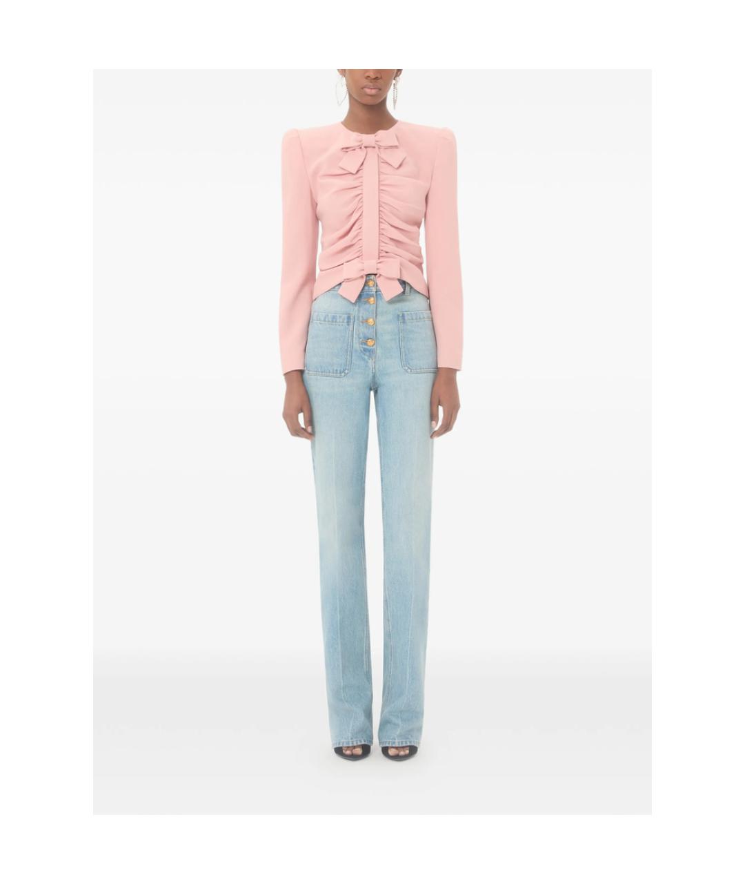 VALENTINO Голубые хлопковые прямые джинсы, фото 3