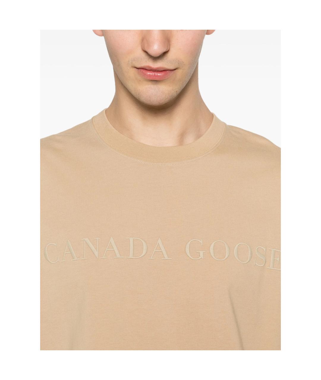 CANADA GOOSE Бежевая хлопковая футболка, фото 4