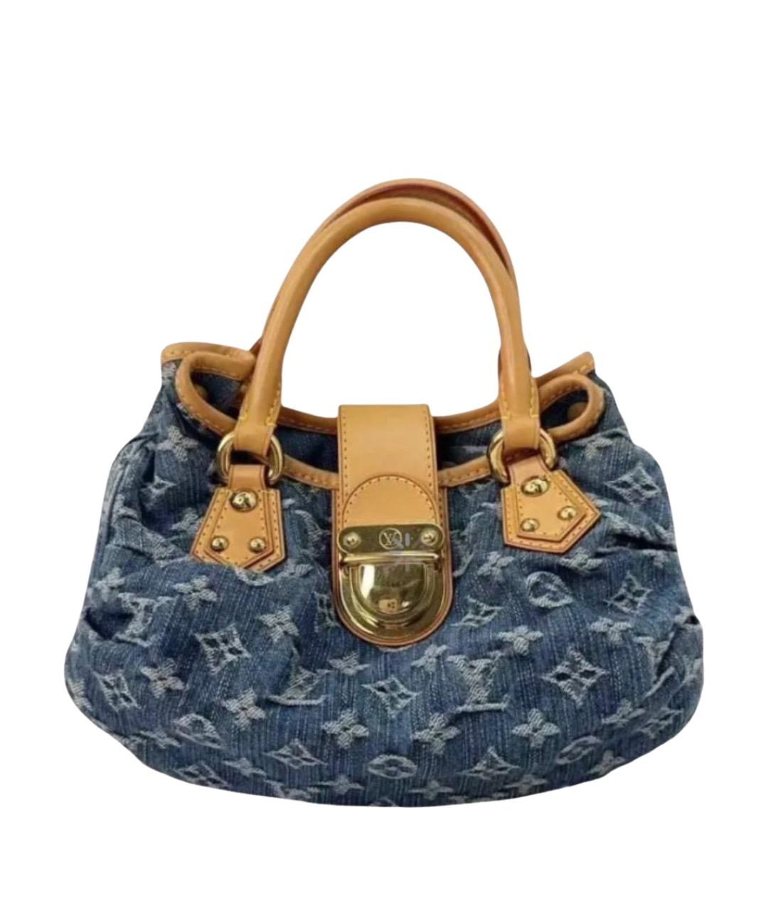 LOUIS VUITTON Синяя тканевая сумка с короткими ручками, фото 1