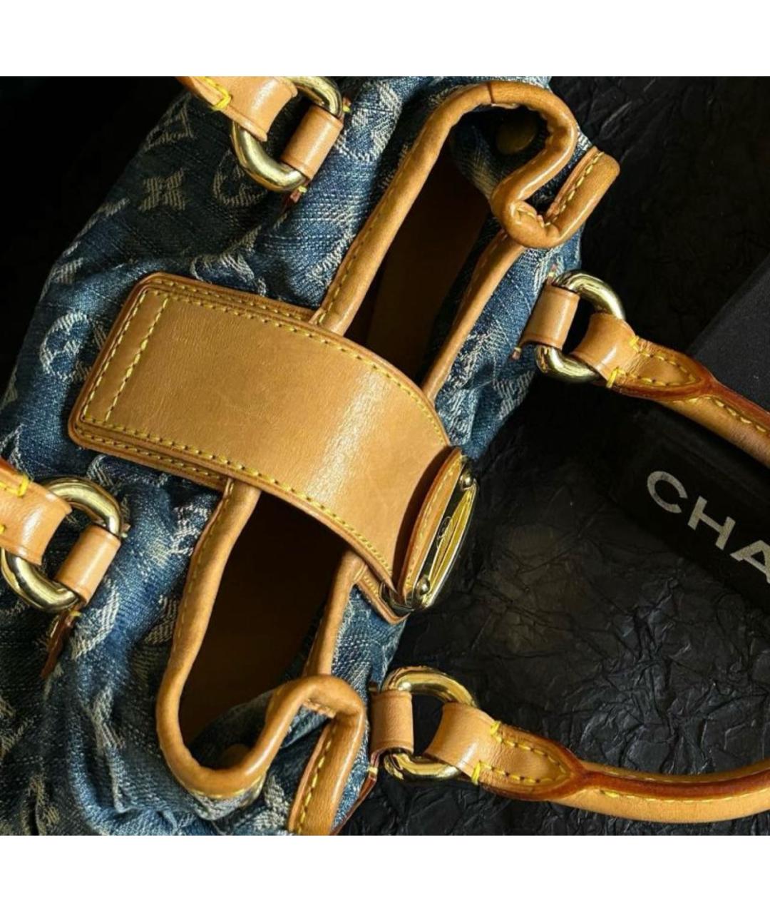 LOUIS VUITTON Синяя тканевая сумка с короткими ручками, фото 5