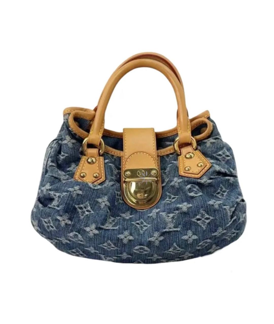 LOUIS VUITTON Синяя тканевая сумка с короткими ручками, фото 6