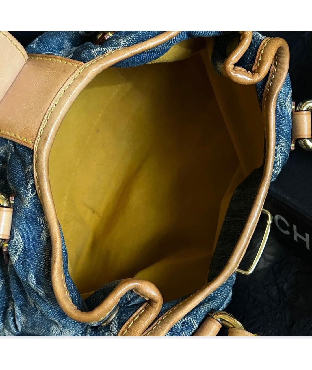 LOUIS VUITTON Синяя тканевая сумка с короткими ручками, фото 4