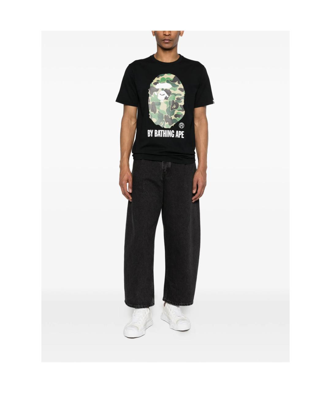 A BATHING APE Черная хлопковая футболка, фото 2