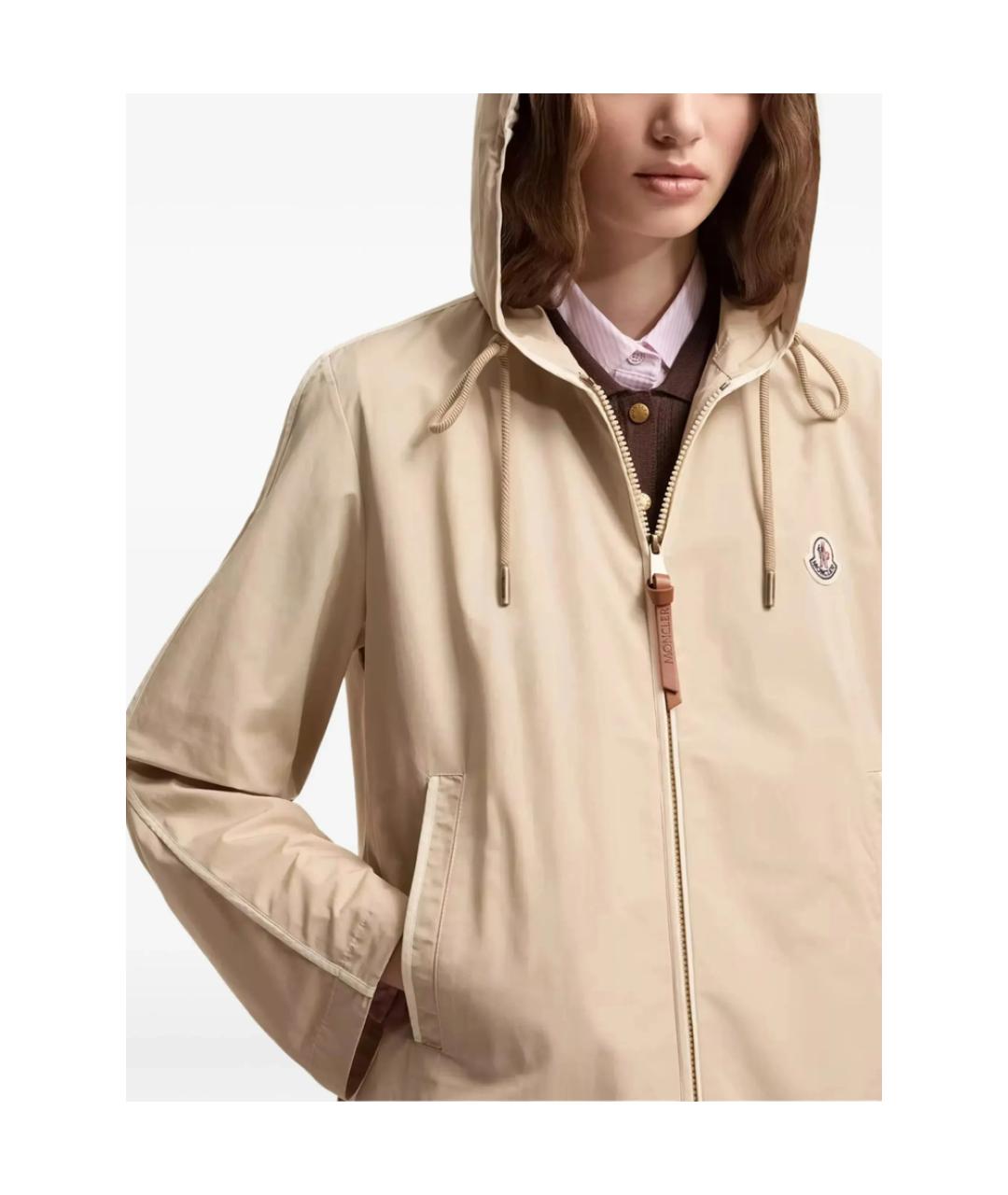 MONCLER Бежевая полиэстеровая куртка, фото 4