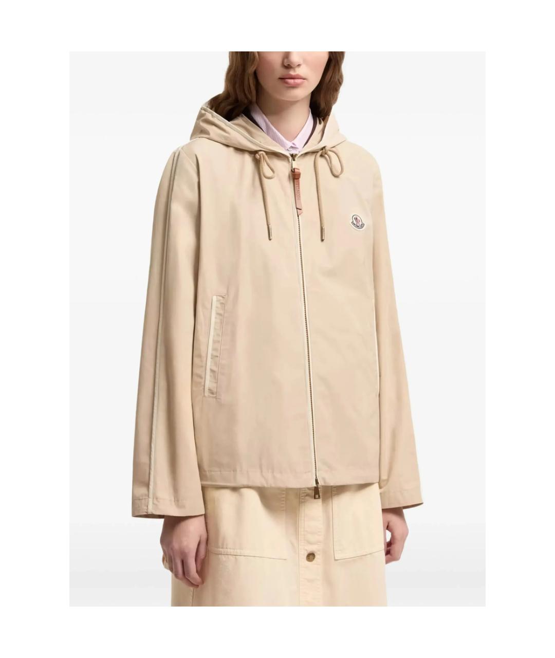 MONCLER Бежевая полиэстеровая куртка, фото 2