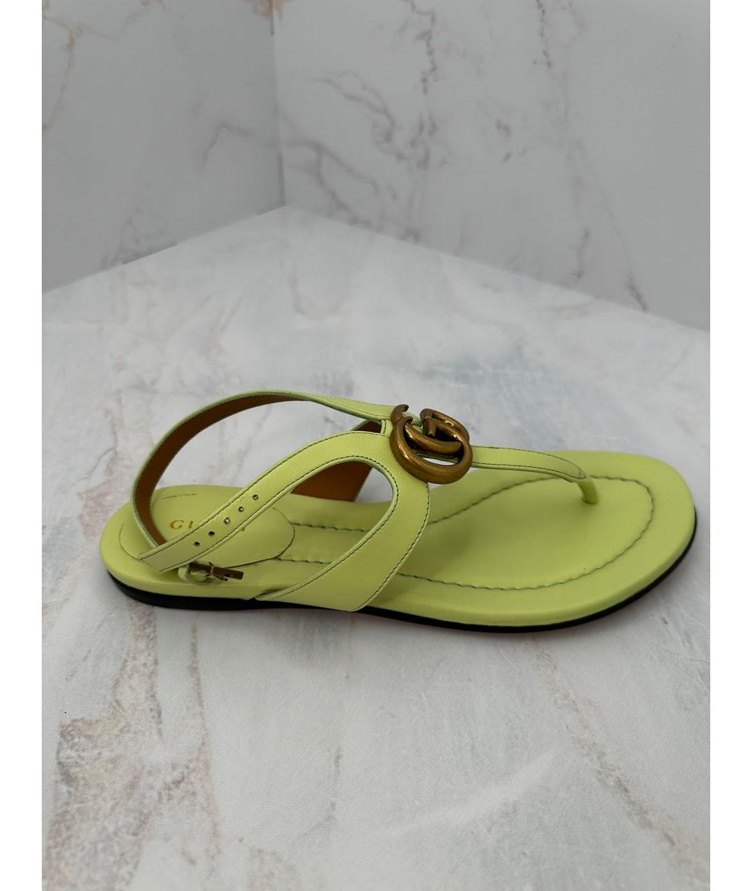 GUCCI Салатовые кожаные сандалии, фото 6