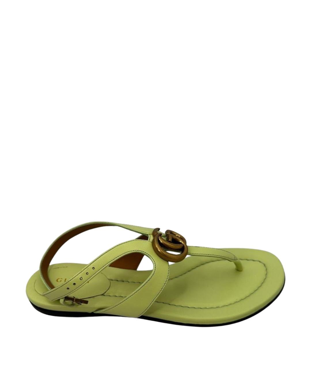 GUCCI Салатовые кожаные сандалии, фото 1