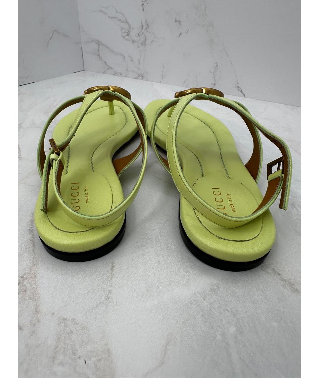 GUCCI Салатовые кожаные сандалии, фото 4