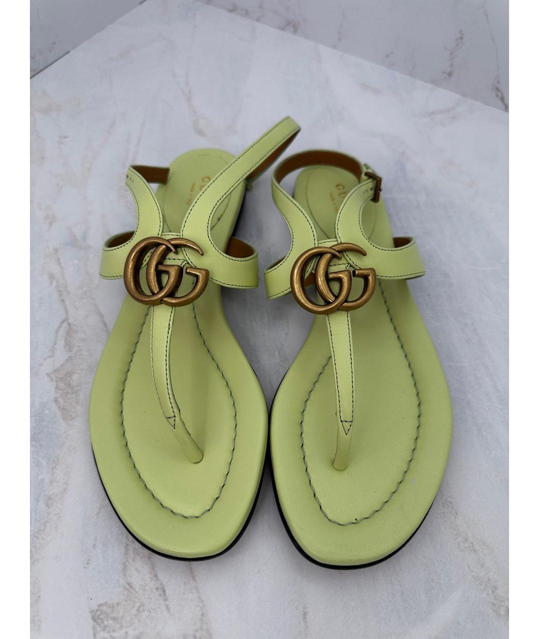 GUCCI Салатовые кожаные сандалии, фото 2