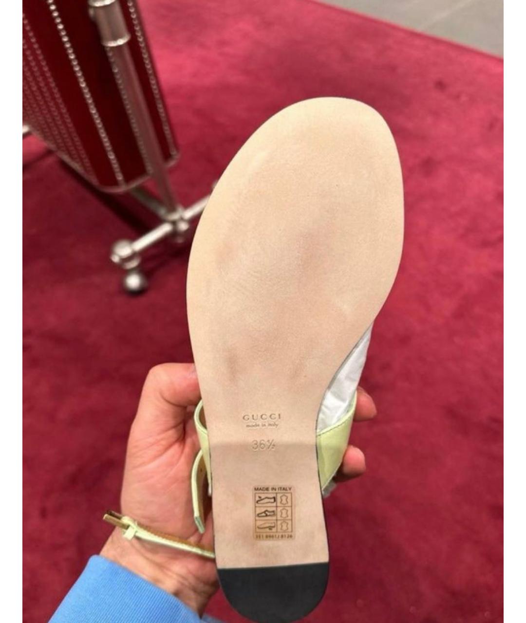 GUCCI Салатовые кожаные сандалии, фото 5