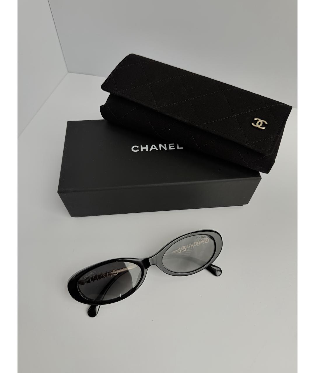 CHANEL Черные пластиковые солнцезащитные очки, фото 4
