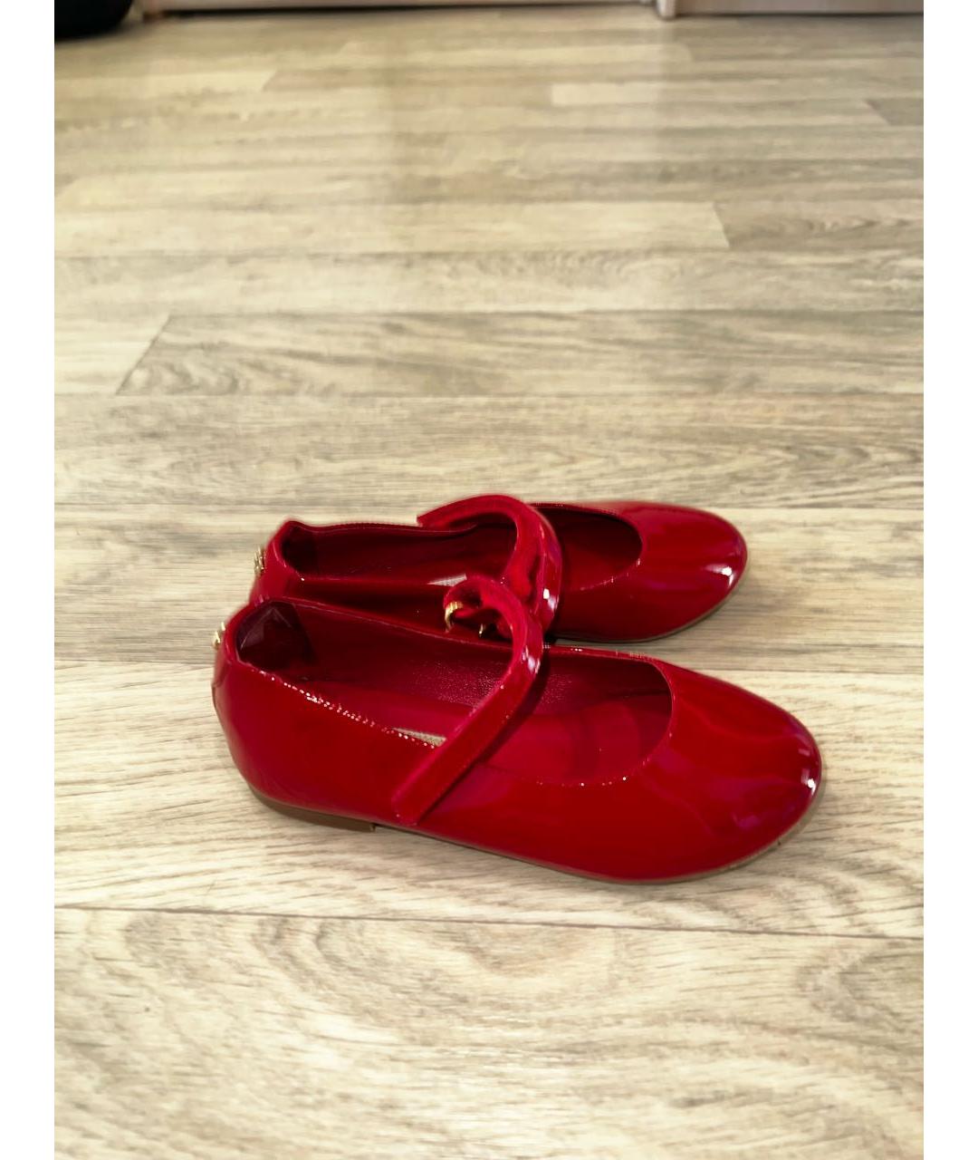 DOLCE & GABBANA KIDS Бордовые балетки из лакированной кожи, фото 5