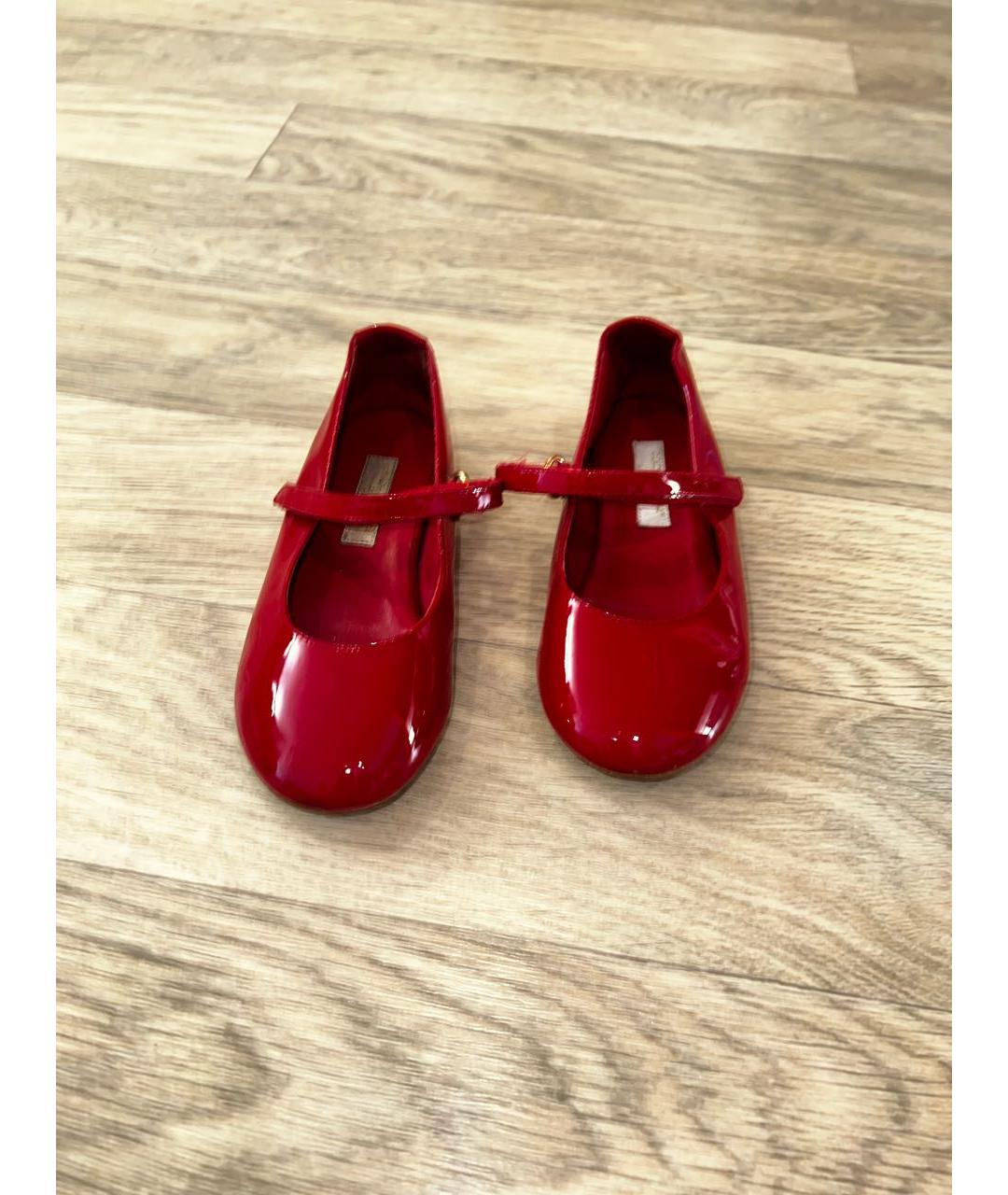 DOLCE & GABBANA KIDS Бордовые балетки из лакированной кожи, фото 2