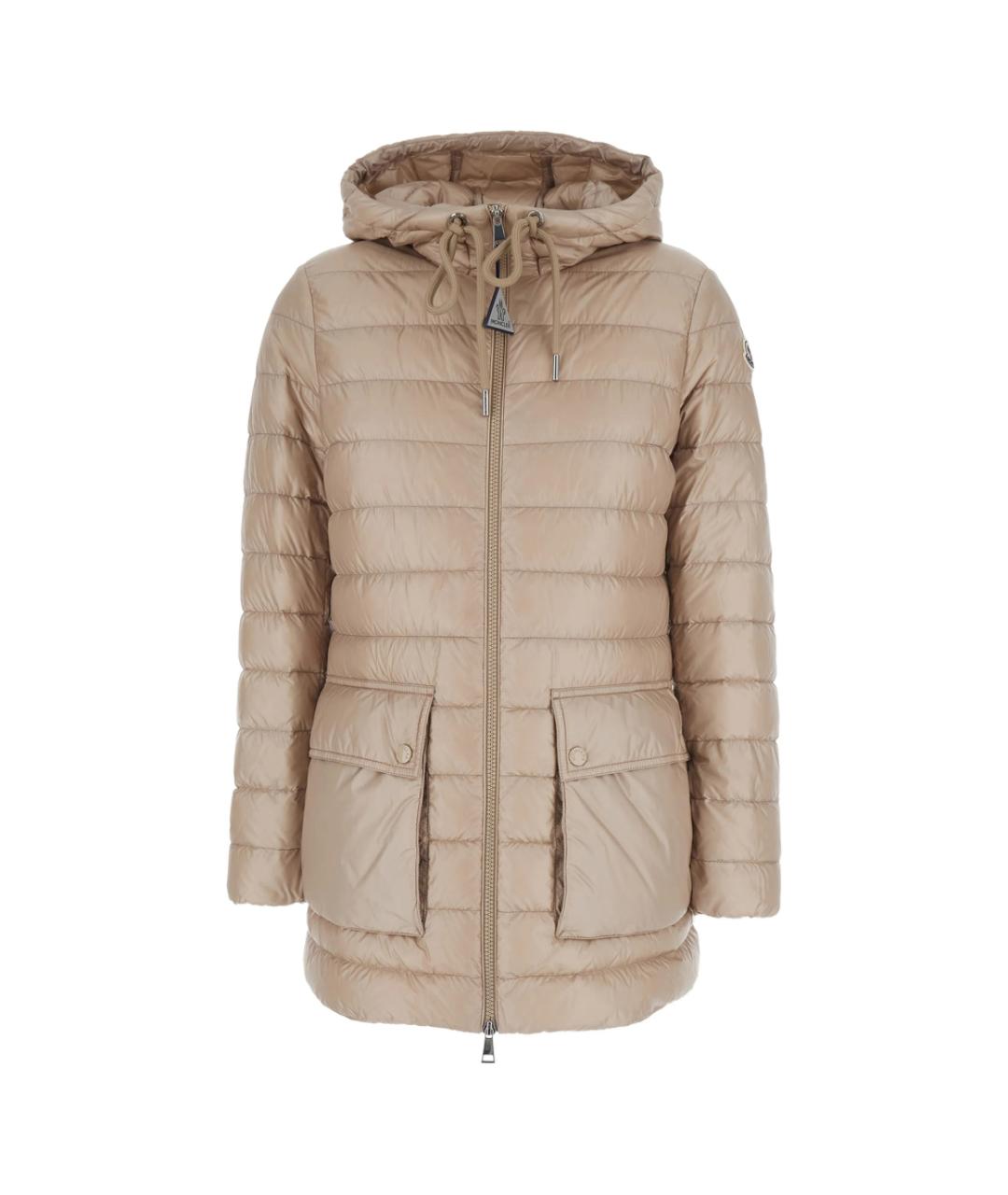 MONCLER Бежевое полиамидовое пальто, фото 1