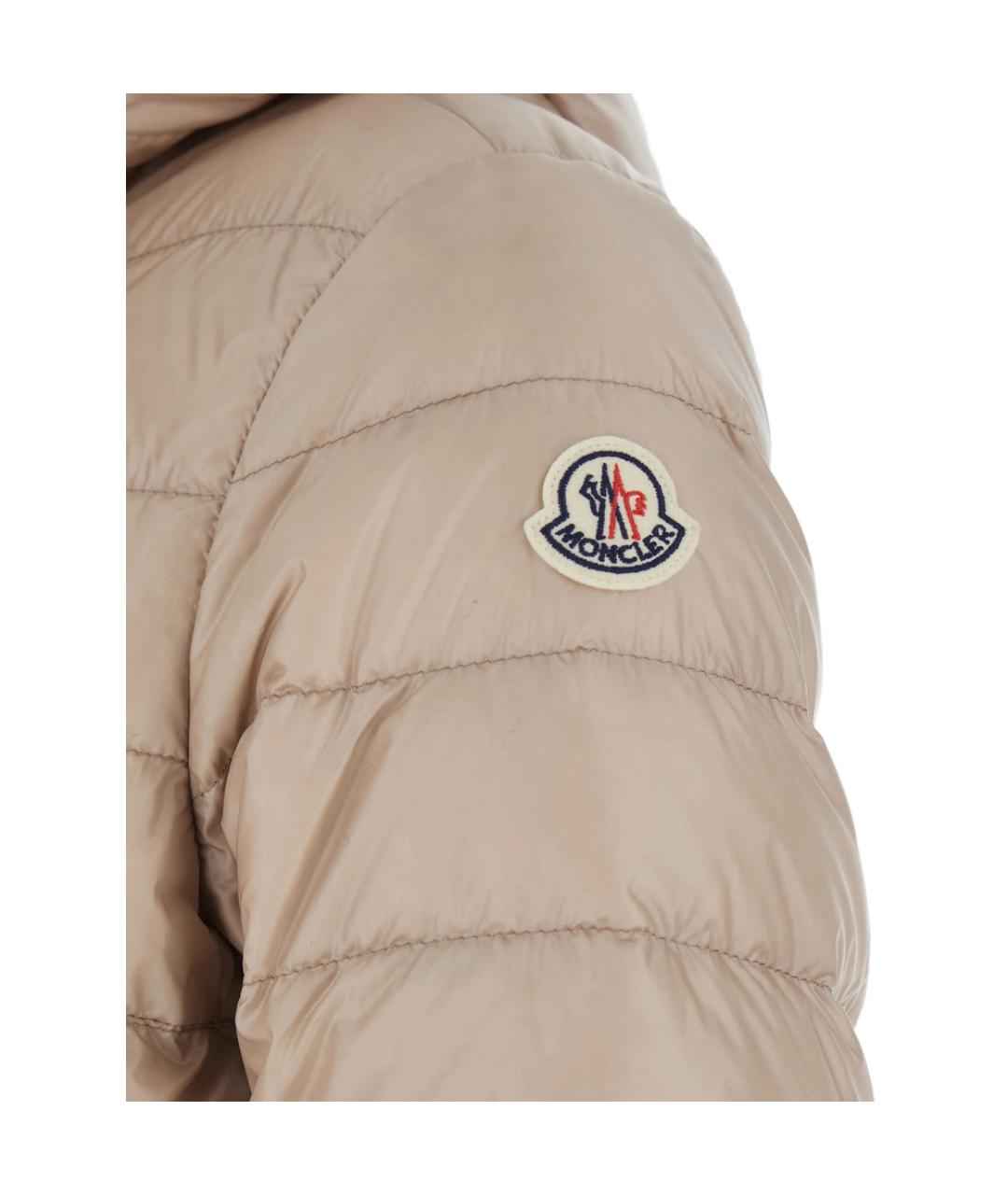 MONCLER Бежевое полиамидовое пальто, фото 3