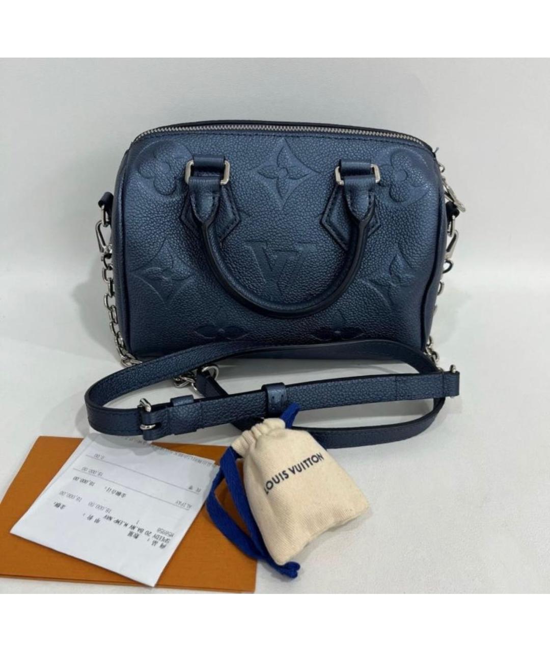 LOUIS VUITTON Синяя кожаная сумка с короткими ручками, фото 2