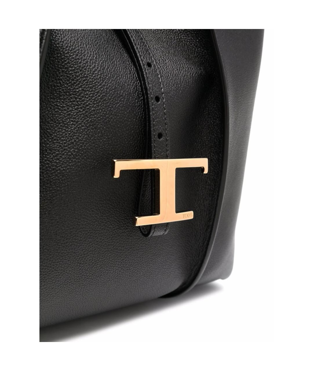 TOD'S Черная кожаная сумка тоут, фото 3