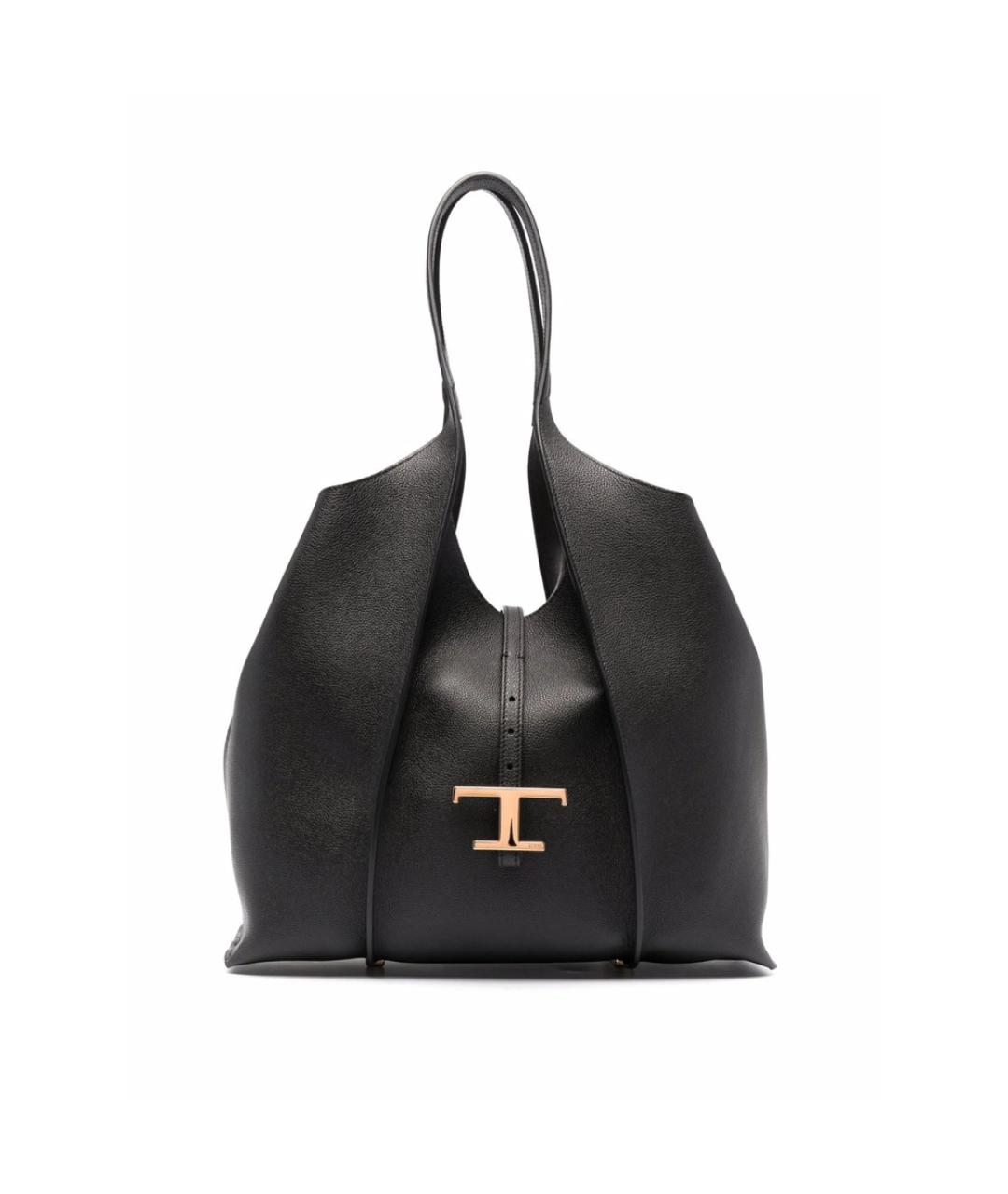 TOD'S Черная кожаная сумка тоут, фото 1
