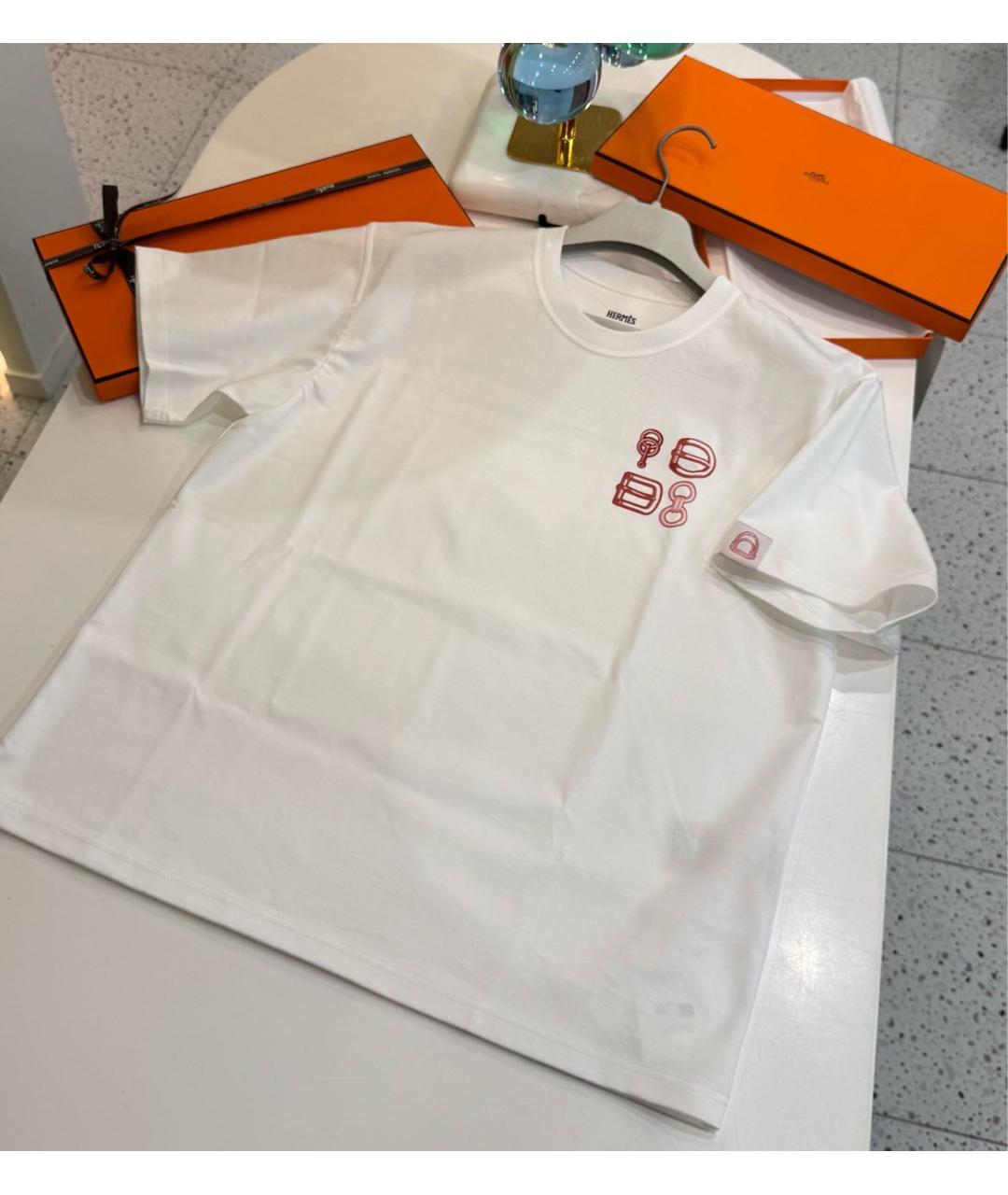 HERMES Белая хлопковая футболка, фото 5