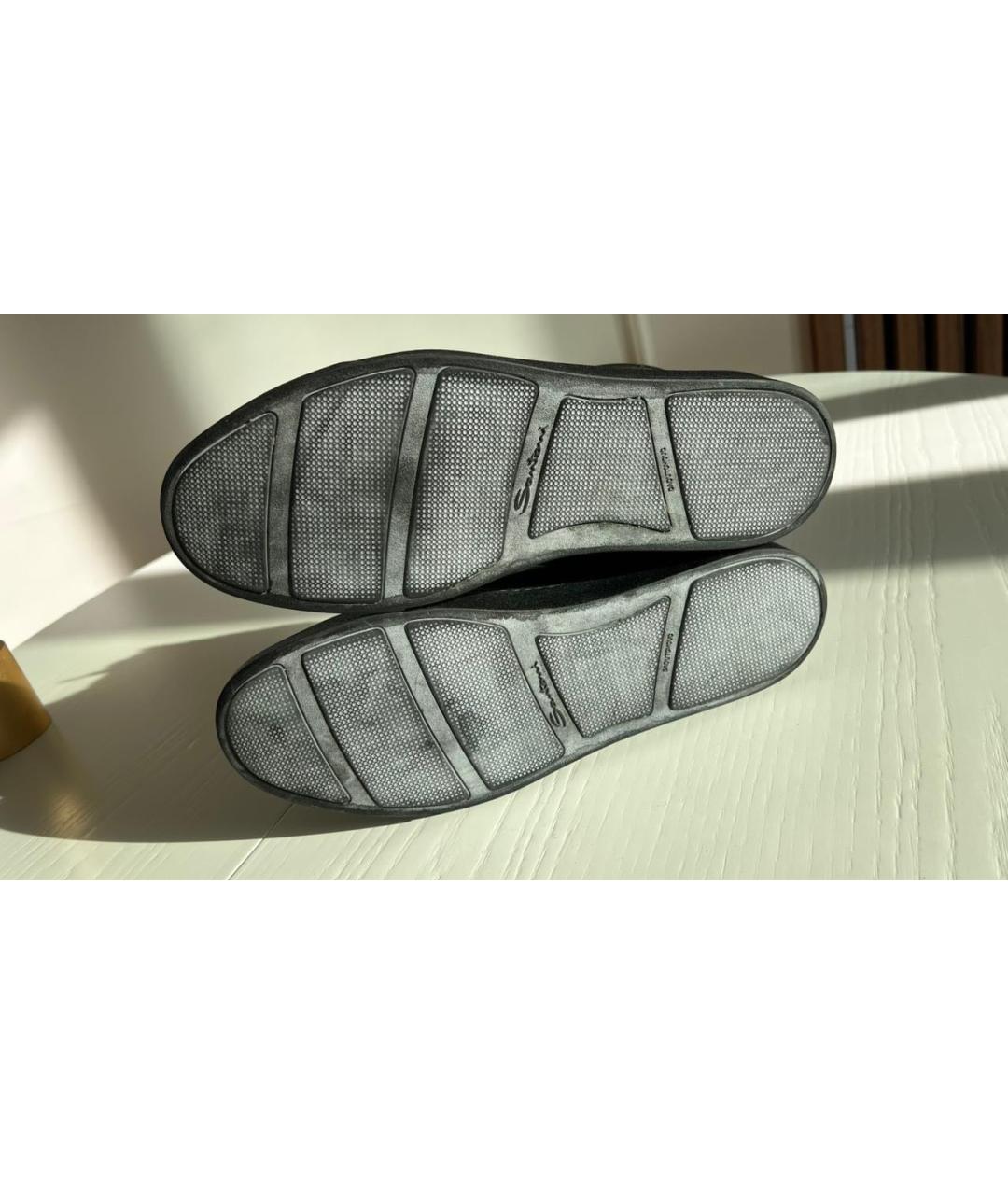 SANTONI Черные кожаные низкие ботинки, фото 5