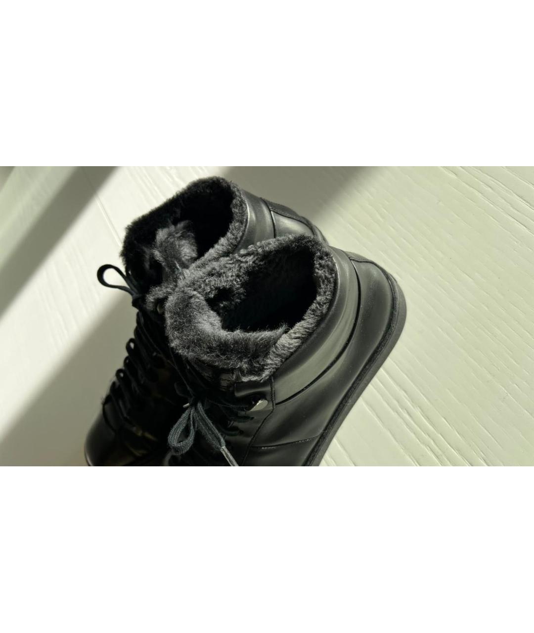 SANTONI Черные кожаные низкие ботинки, фото 8