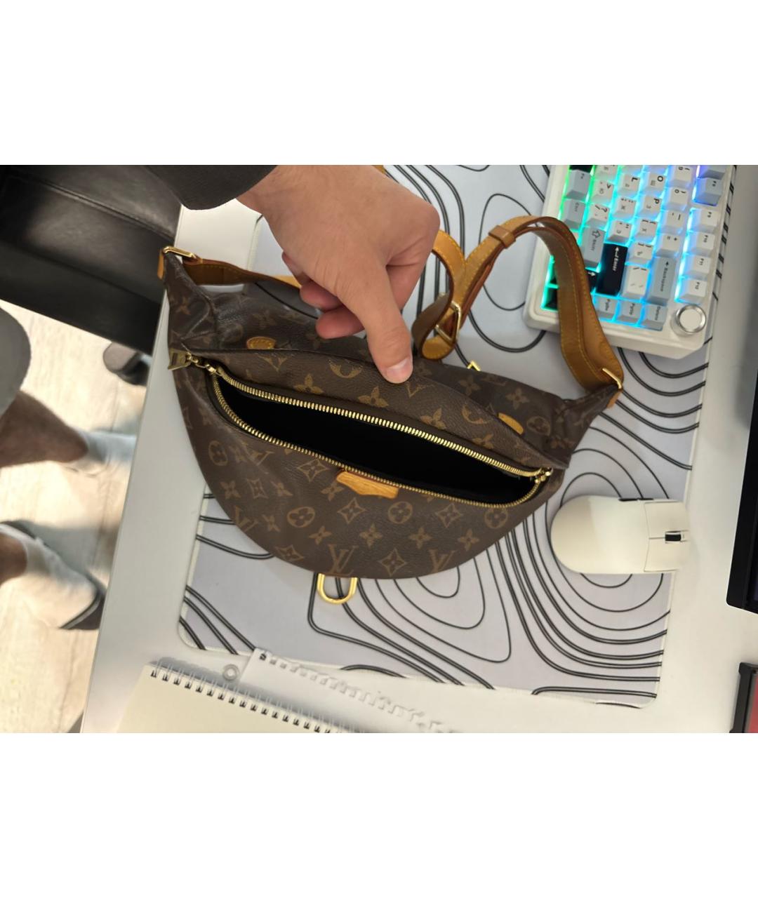 LOUIS VUITTON Коричневая канва барсетка, фото 5