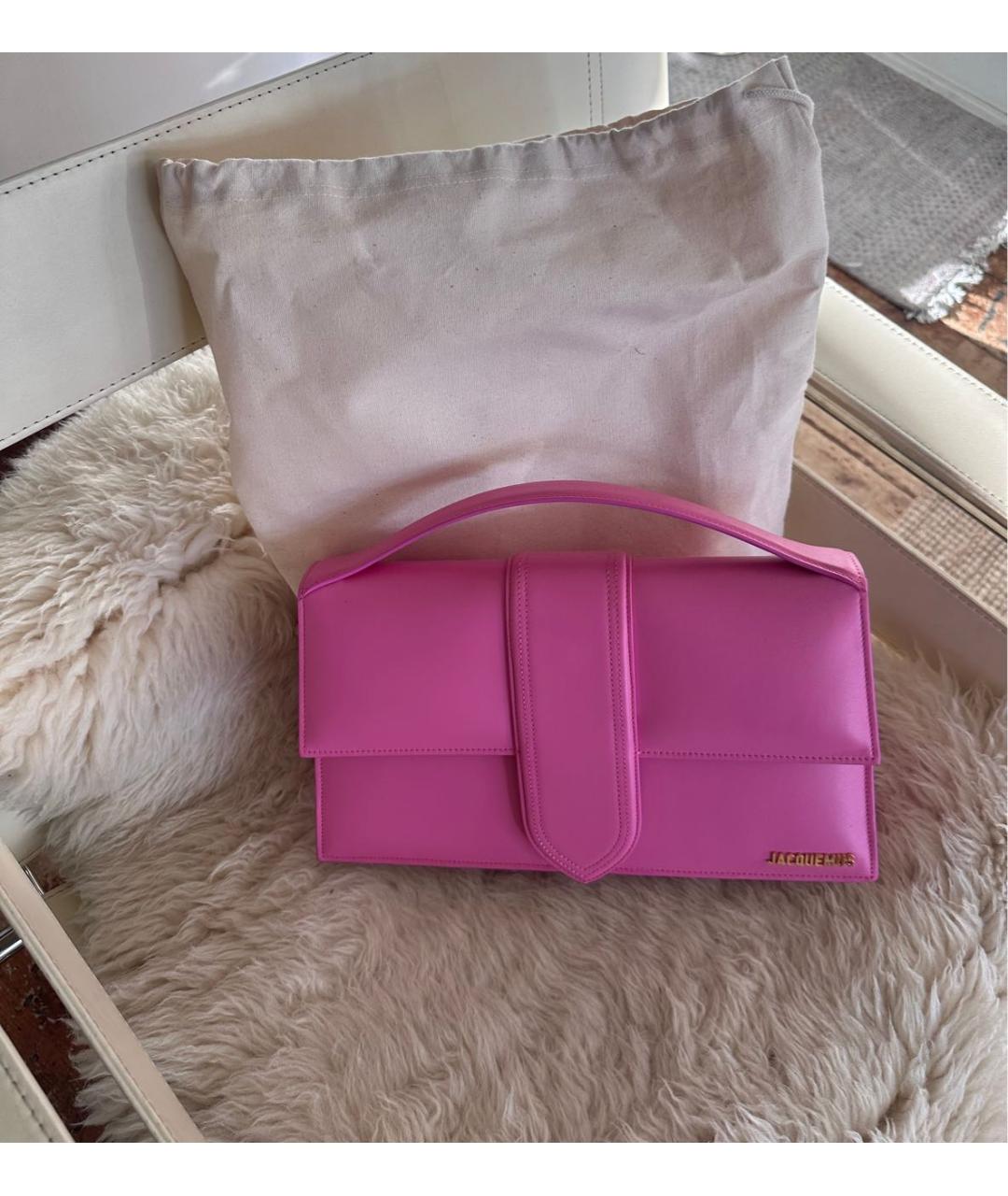 JACQUEMUS Фуксия кожаная сумка с короткими ручками, фото 6