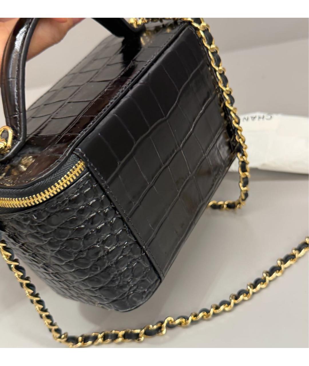 CHANEL Черная кожаная сумка с короткими ручками, фото 5