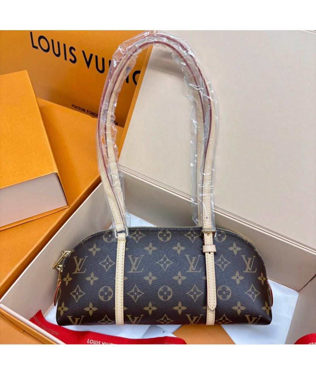 LOUIS VUITTON Коричневая канва сумка с короткими ручками, фото 2