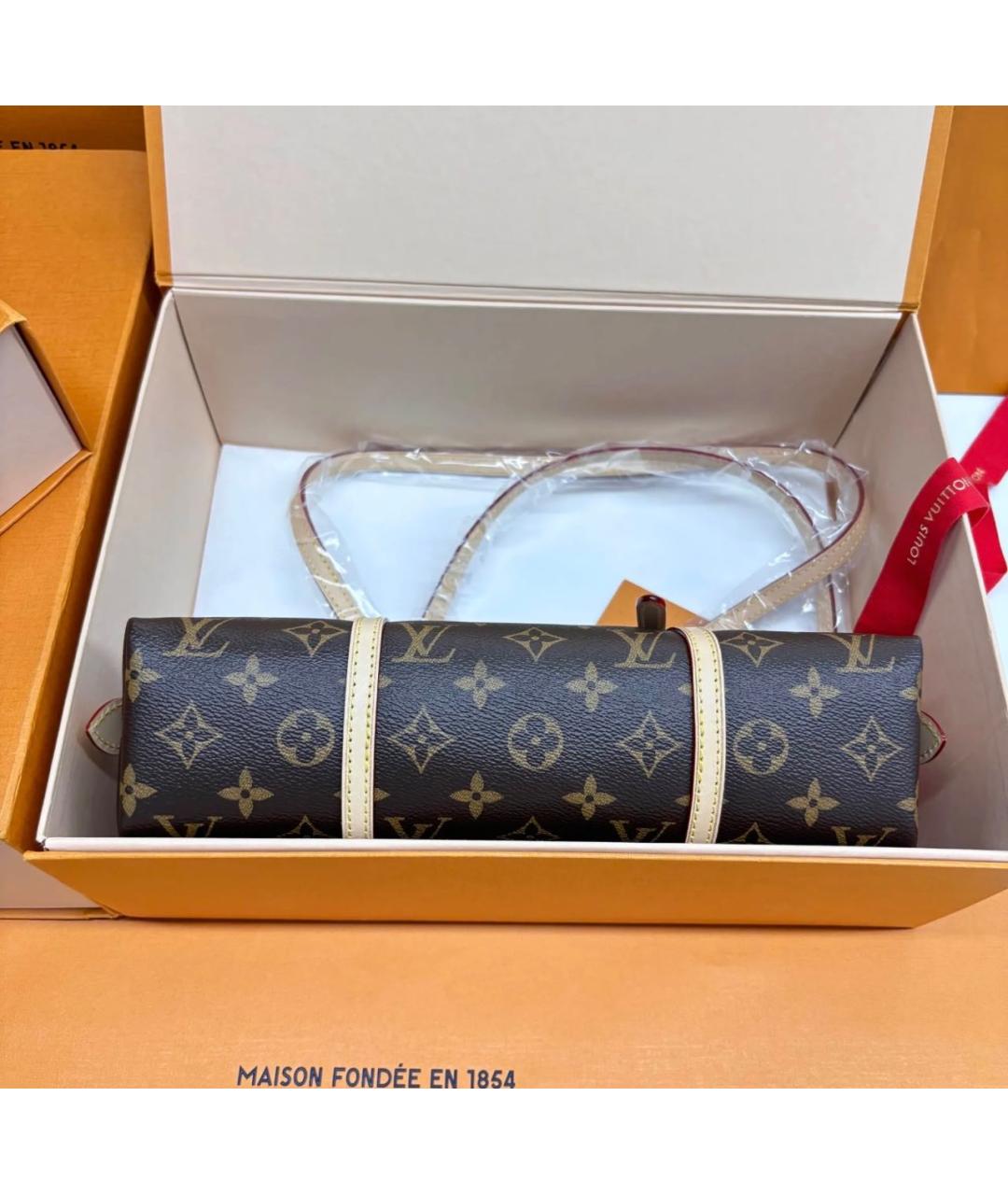 LOUIS VUITTON Коричневая канва сумка с короткими ручками, фото 3