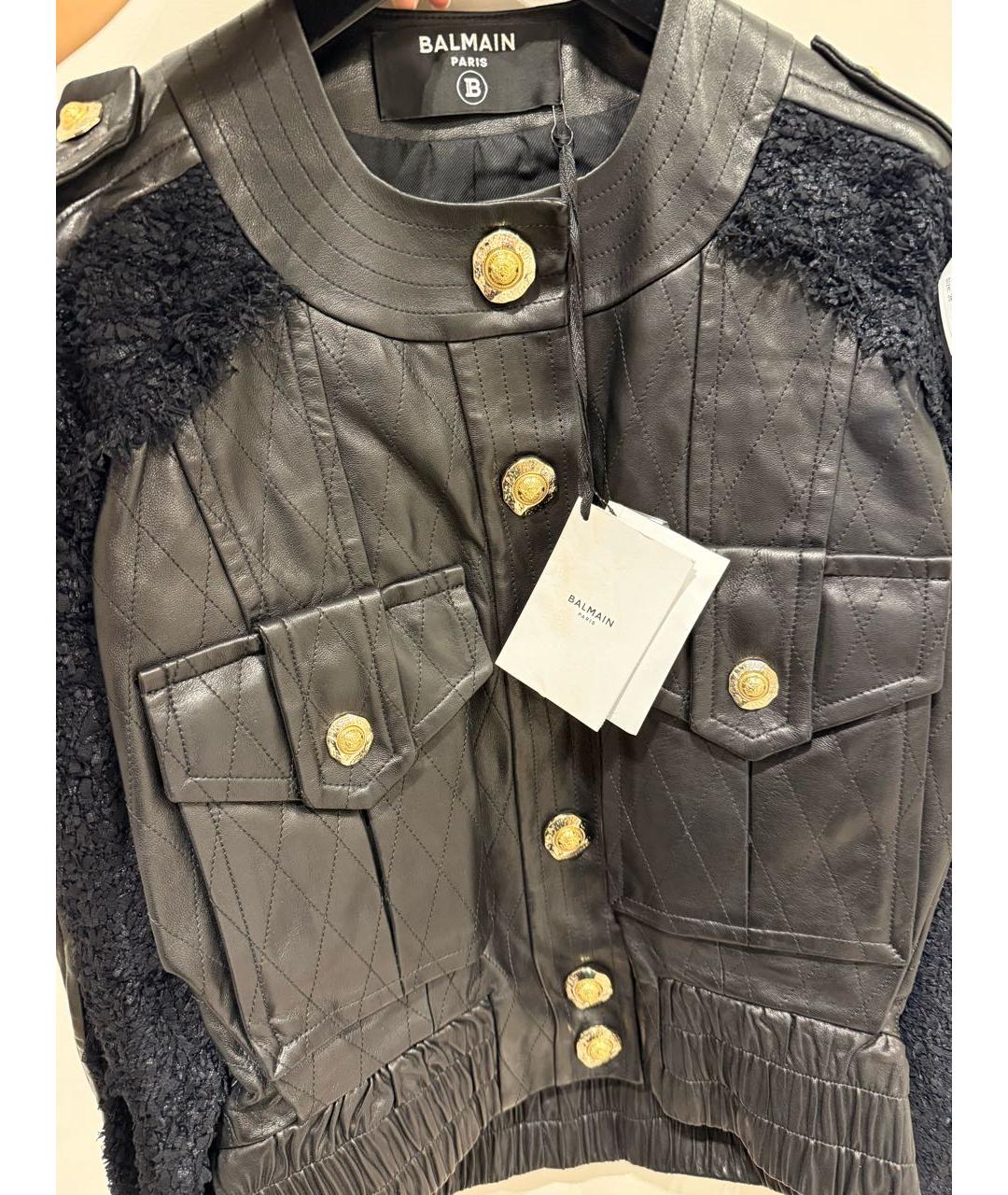 BALMAIN Черная кожаная куртка, фото 5