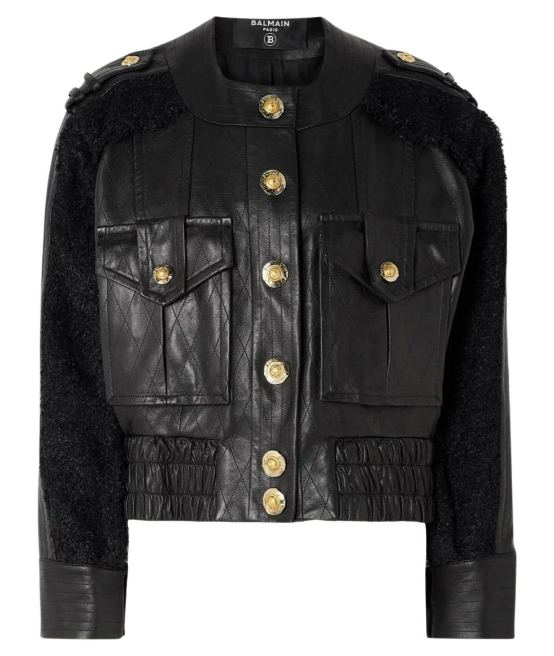 BALMAIN Черная кожаная куртка, фото 1