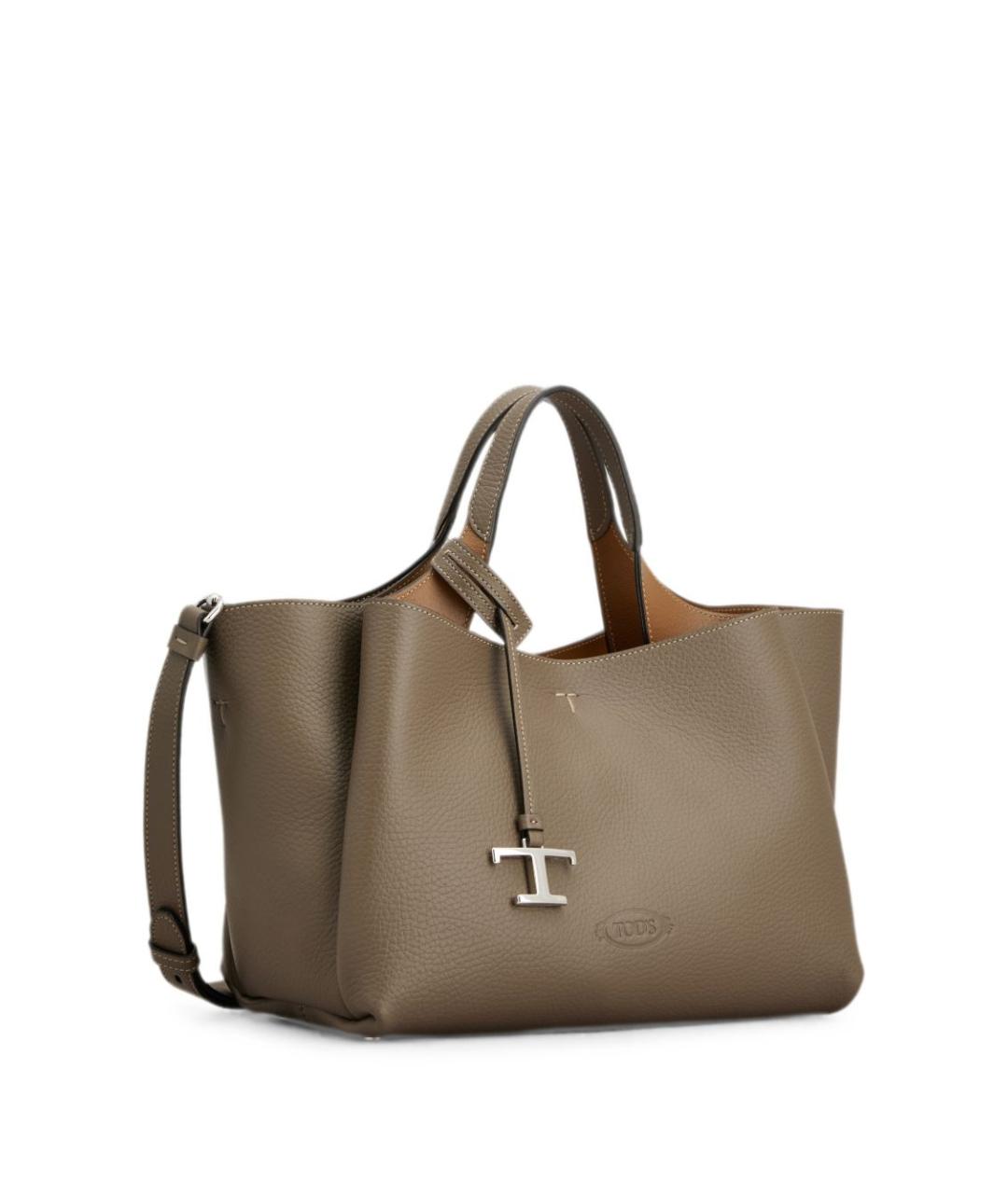 TOD'S Бежевая кожаная сумка тоут, фото 2