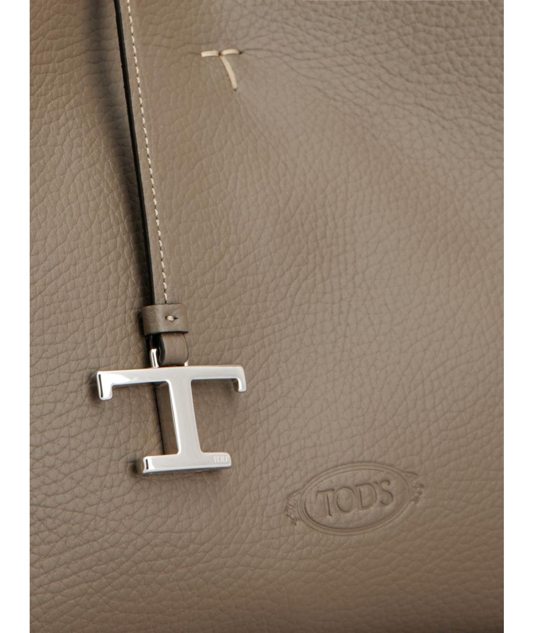 TOD'S Бежевая кожаная сумка тоут, фото 5