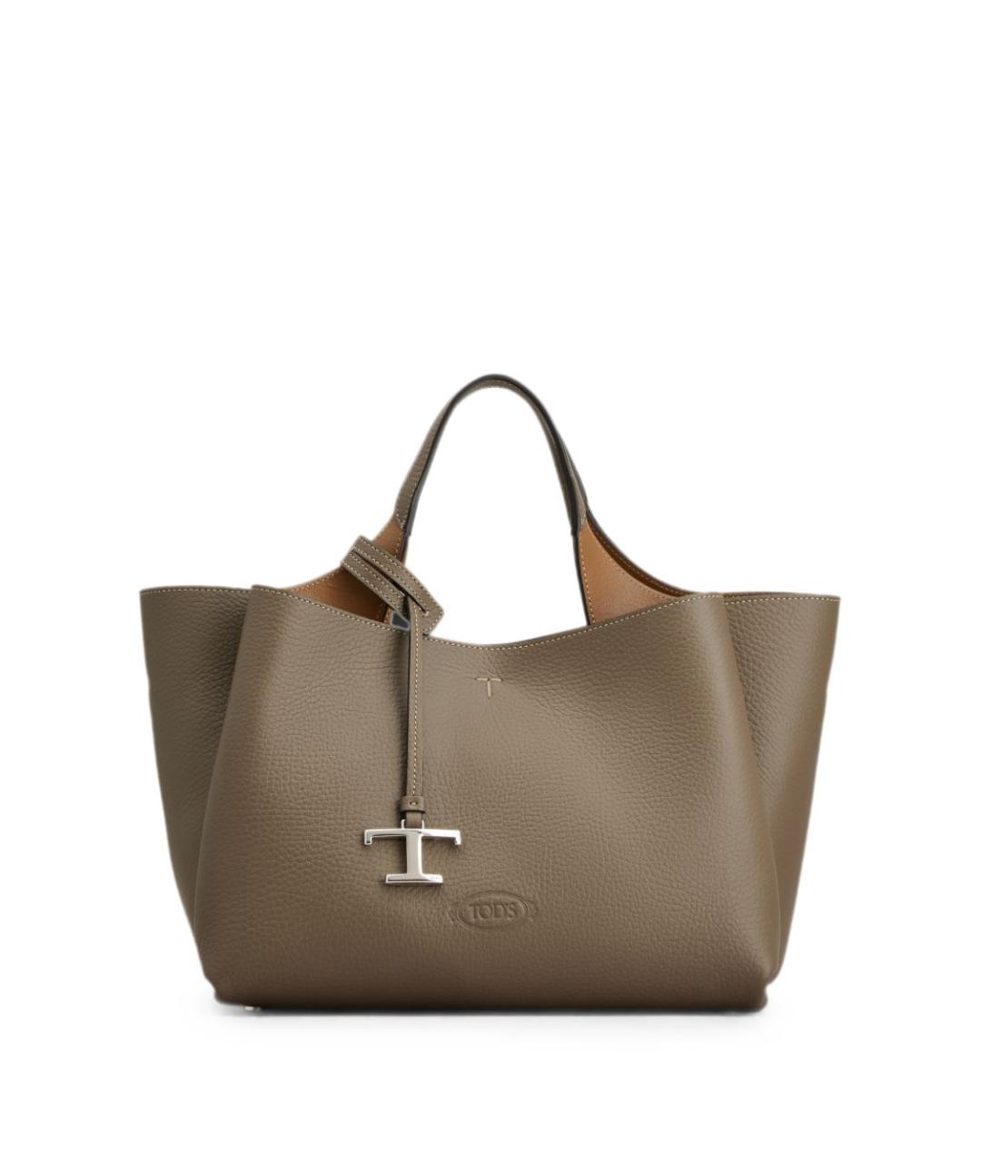 TOD'S Бежевая кожаная сумка тоут, фото 1
