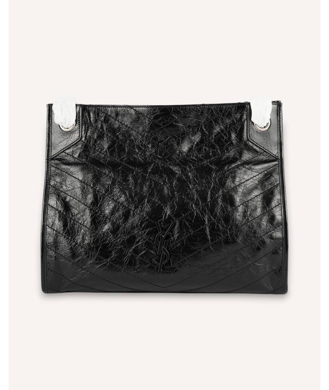 SAINT LAURENT Черная кожаная сумка тоут, фото 8