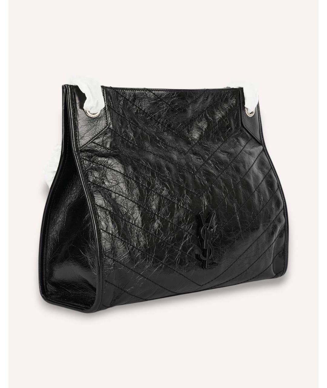 SAINT LAURENT Черная кожаная сумка тоут, фото 3