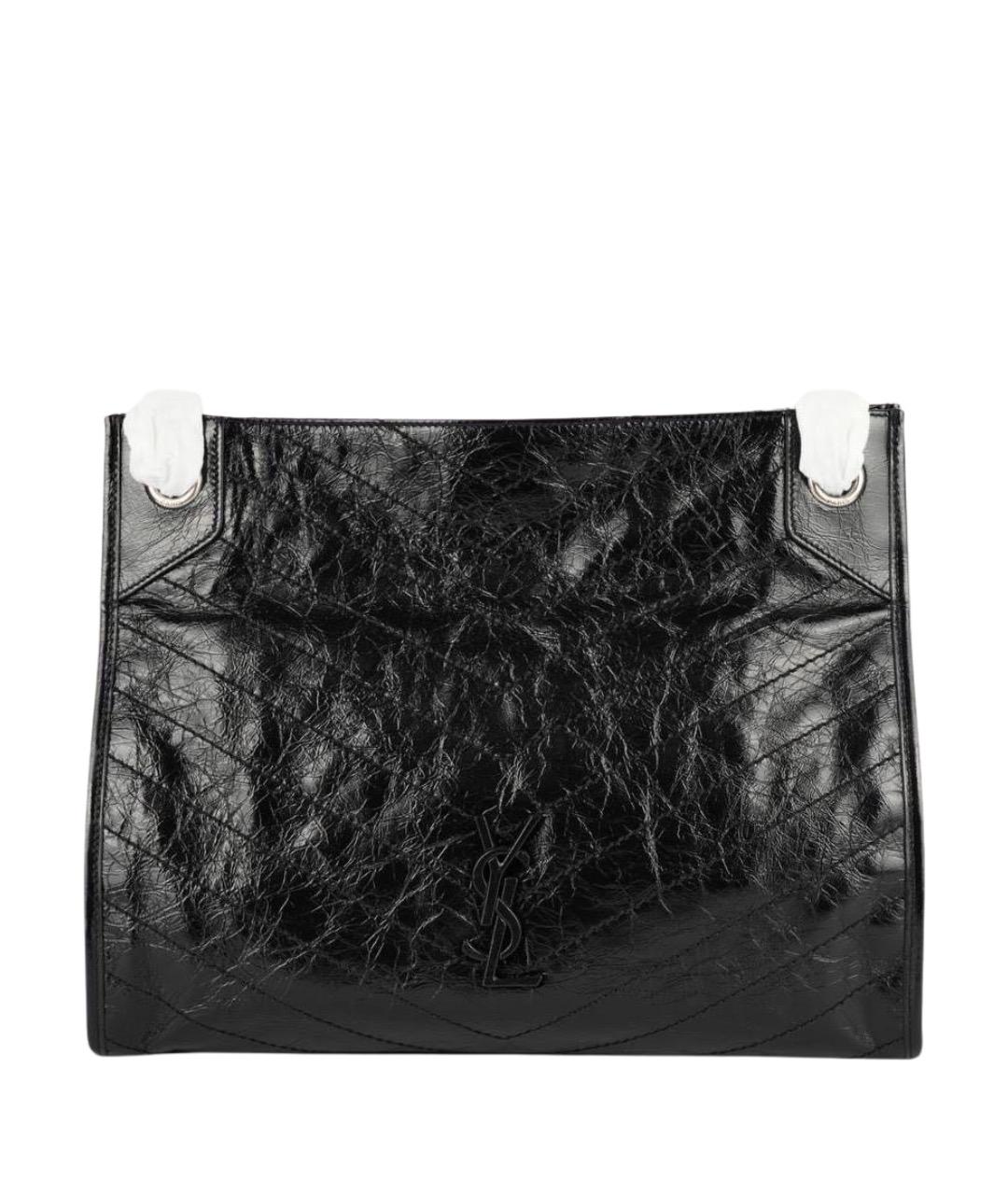 SAINT LAURENT Черная кожаная сумка тоут, фото 1
