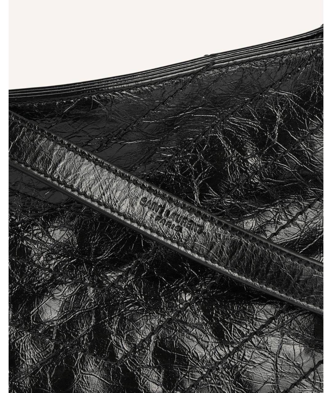 SAINT LAURENT Черная кожаная сумка тоут, фото 4