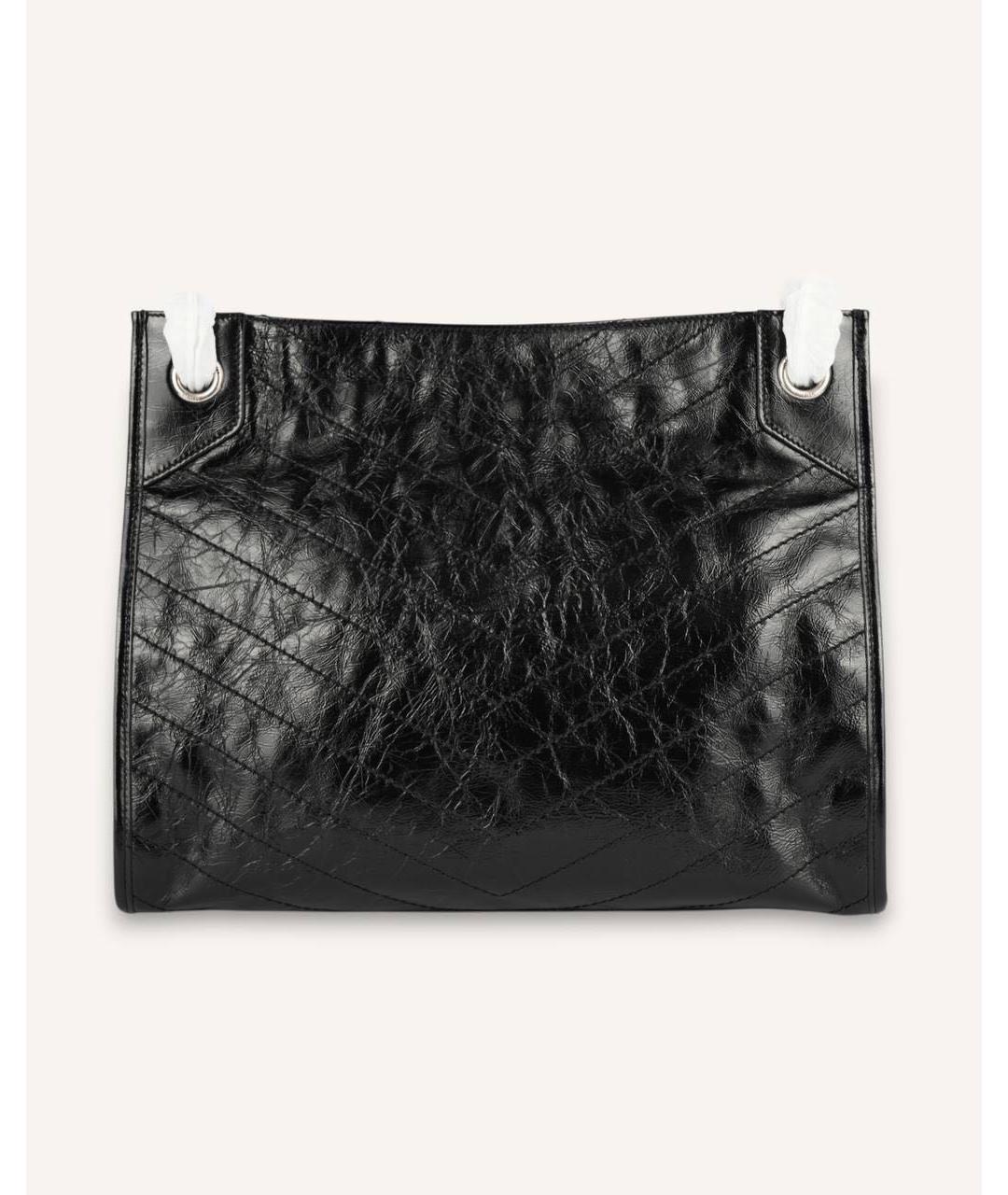 SAINT LAURENT Черная кожаная сумка тоут, фото 2