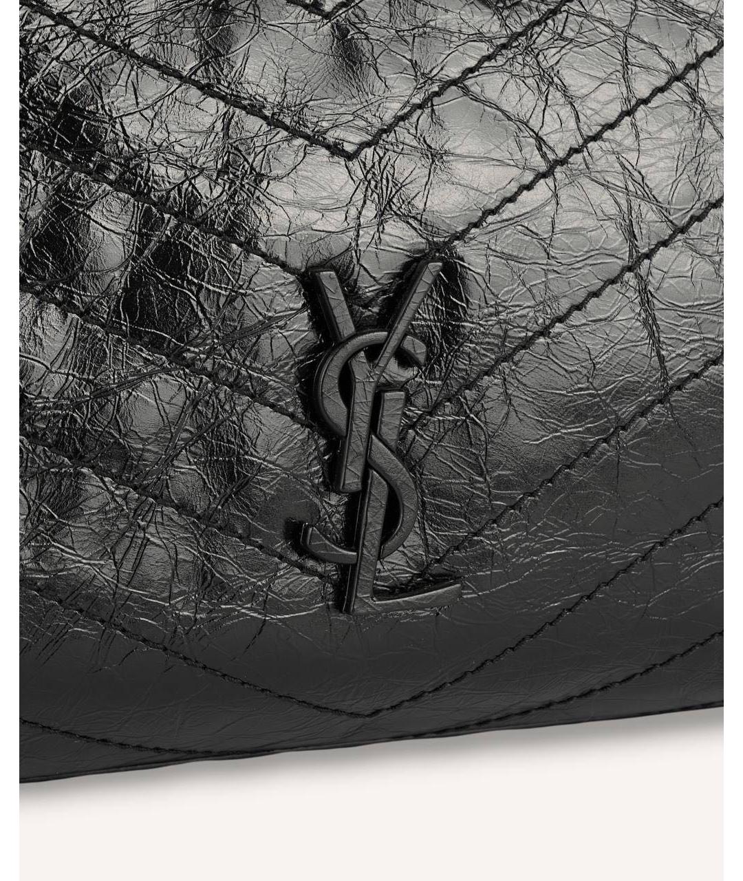 SAINT LAURENT Черная кожаная сумка тоут, фото 5
