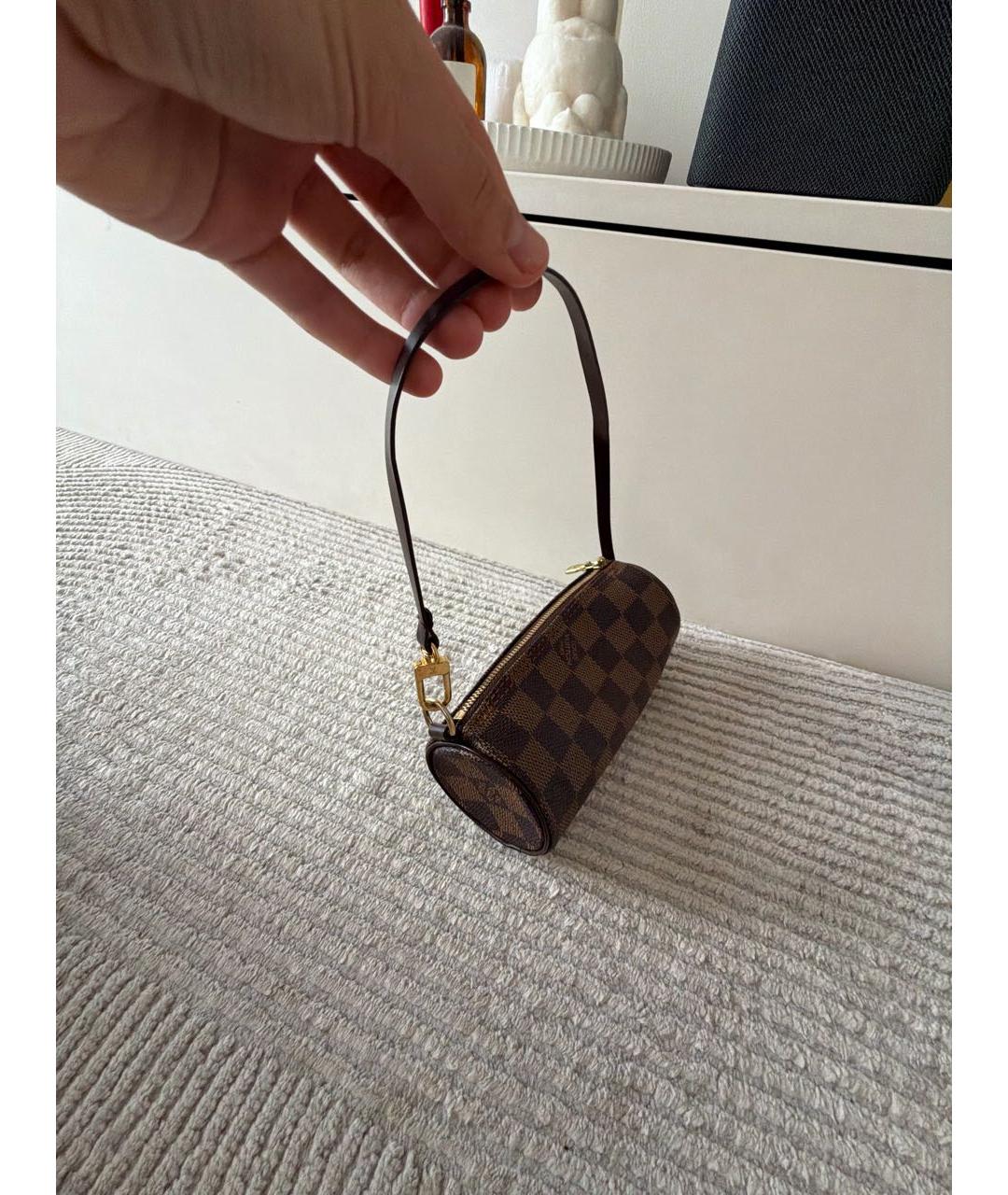 LOUIS VUITTON Коричневая кожаная сумка с короткими ручками, фото 6