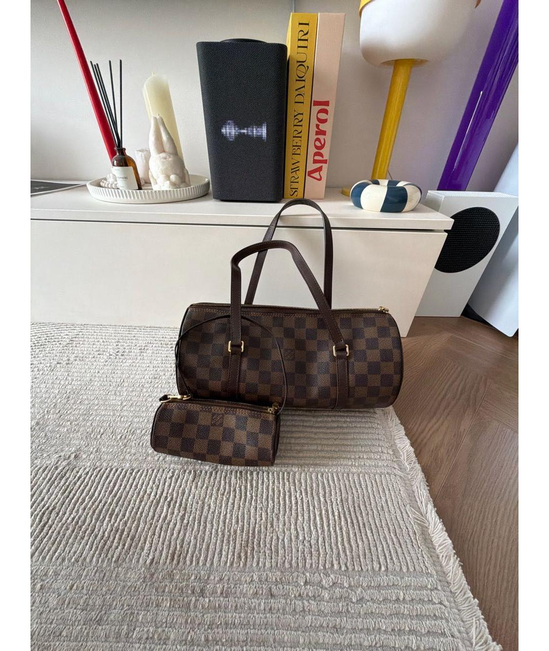 LOUIS VUITTON Коричневая кожаная сумка с короткими ручками, фото 8