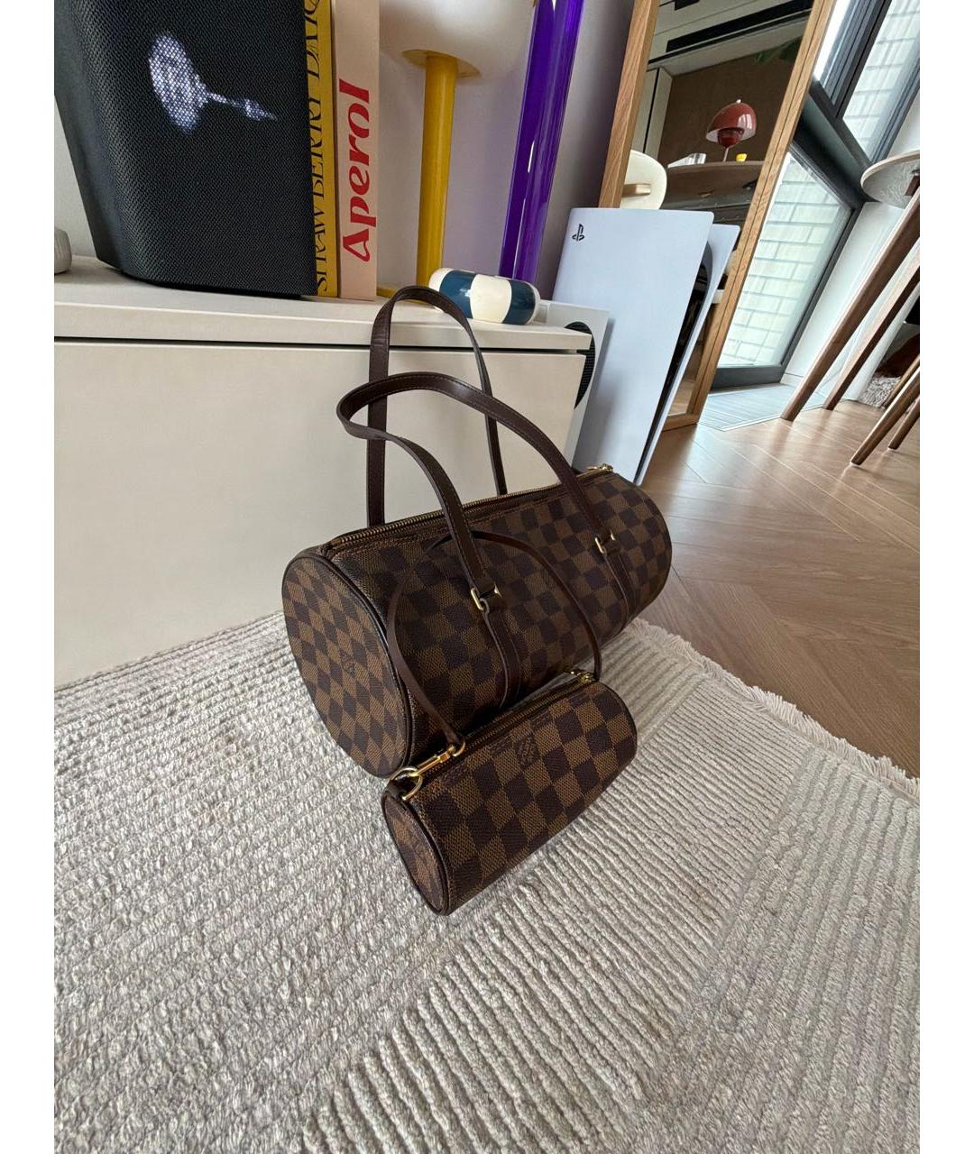 LOUIS VUITTON Коричневая кожаная сумка с короткими ручками, фото 2