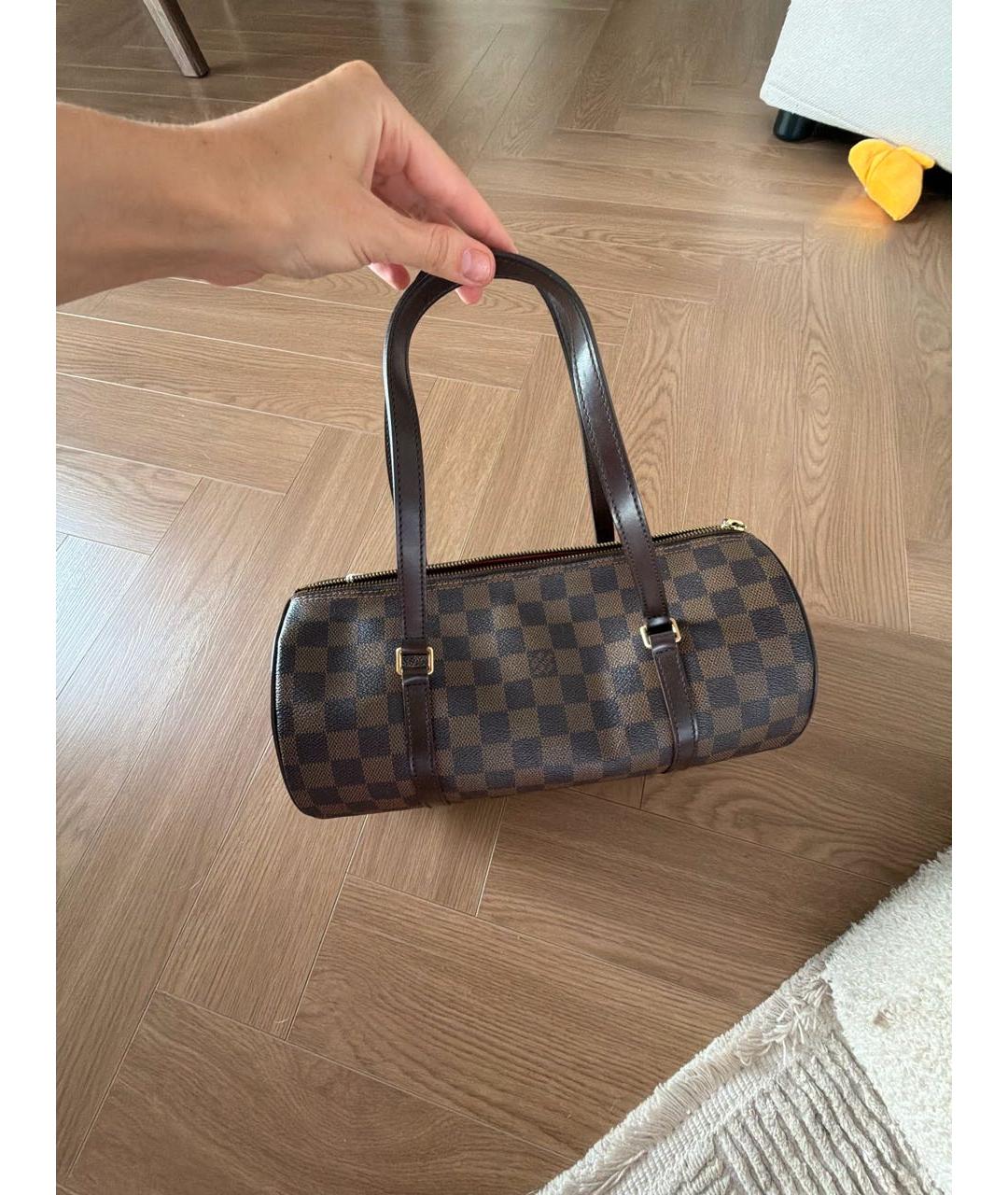 LOUIS VUITTON Коричневая кожаная сумка с короткими ручками, фото 3