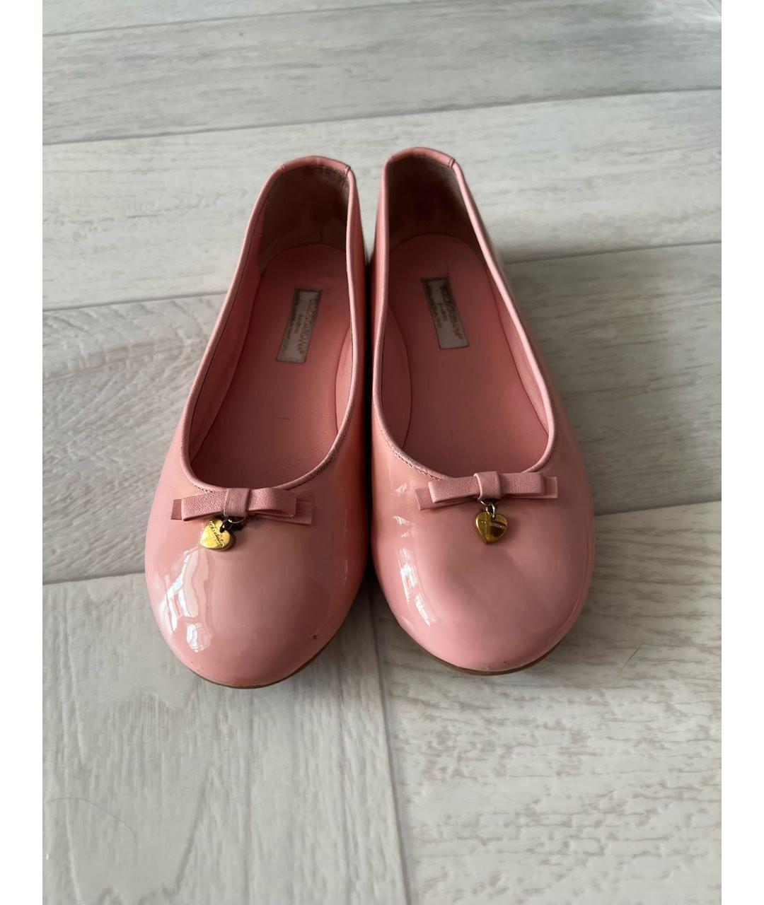 DOLCE & GABBANA KIDS Розовые балетки из лакированной кожи, фото 4