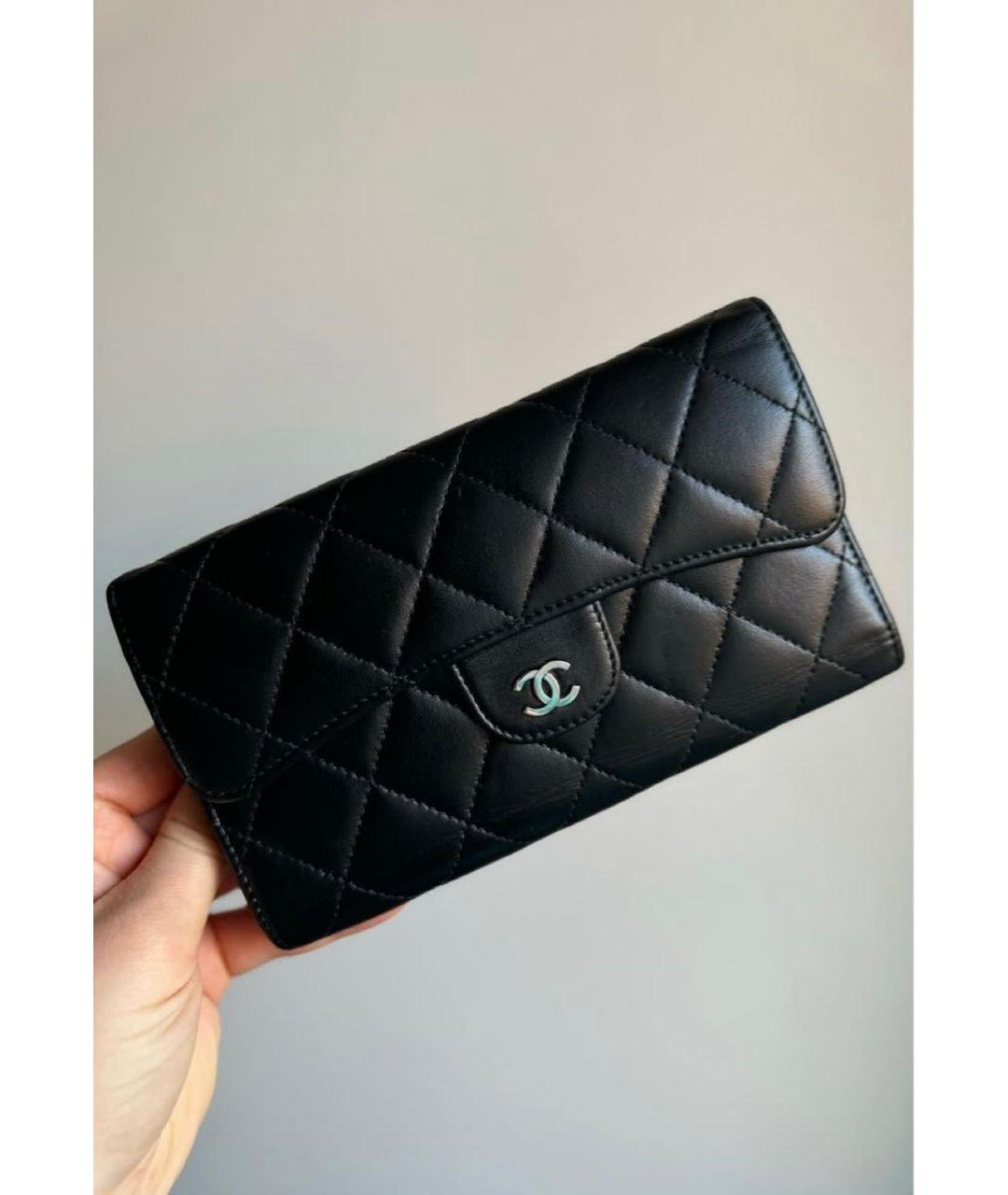CHANEL Черный кожаный кошелек, фото 4