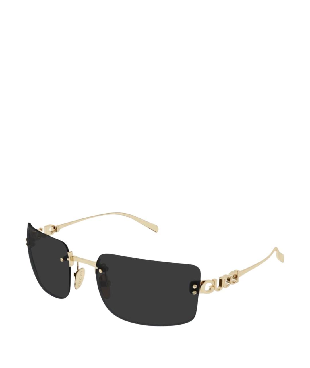 GUCCI Золотые металлические солнцезащитные очки, фото 1